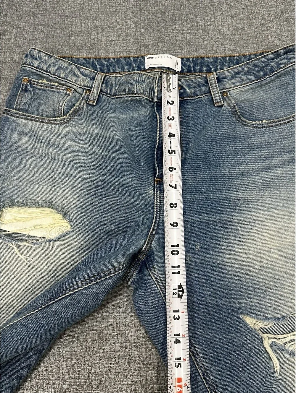 ASOS Design Men’s Distressed Slim Straight Jeans Blue Denim W33 L27